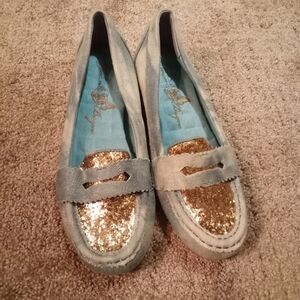Joan Boyce denim glitter loafer shoe
